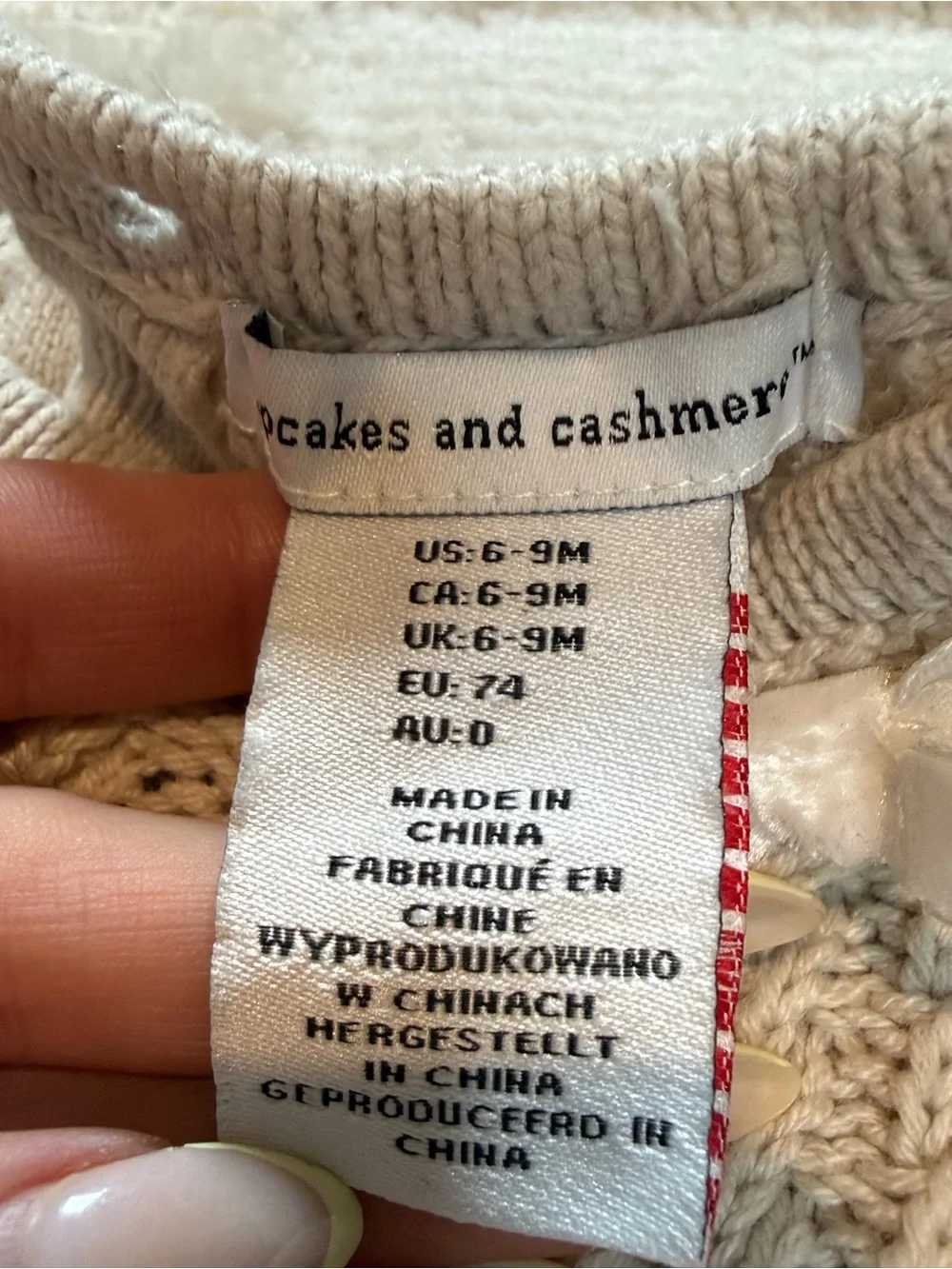 Cupcakes and Cashmere Knit Cream Longsleeve Dress Baby Size 6-9m
